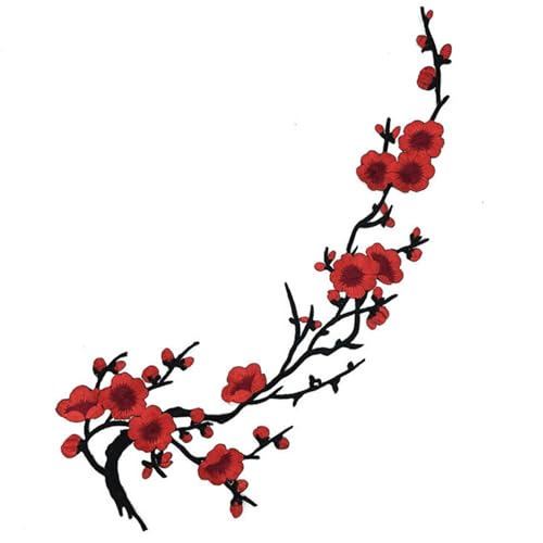 Blumenapplikation, 16x5 Zoll weiches Stoffblüteneisen auf Flecken, Mehrzweckstickfelder für Hochzeitskleid -Nähen, Handwerksdiy, Kleidung, Rot von Xoeryoy