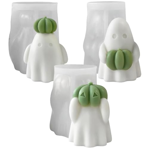 Ghost Siliconform, 3pcs niedliche 3D -Geister mit Pumkin Halloween Silikonformen, Nicht -Stick und wiederverwendbar für Kerzen, Wachs, Seife, Ton, Gips, Epoxidharz Ghost Siliconform, 3pcs niedliche 3D -Geister mit Pumkin Halloween Silikonformen, Nicht -Stick und wiederverwendbar für Kerzen, Wachs, Seife, Ton, Gips, Epoxidharz von Xoeryoy