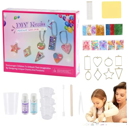 Harz -Anhänger -Kit für Kinder, DIY -Kristallschmuck Kit, funkelnde kreative Epoxidharz -Set für Anfänger, Erwachsene und Kinder Harz -Anhänger -Kit für Kinder, DIY -Kristallschmuck Kit, funkelnde kreative Epoxidharz -Set für Anfänger, Erwachsene und Kinder von Xoeryoy