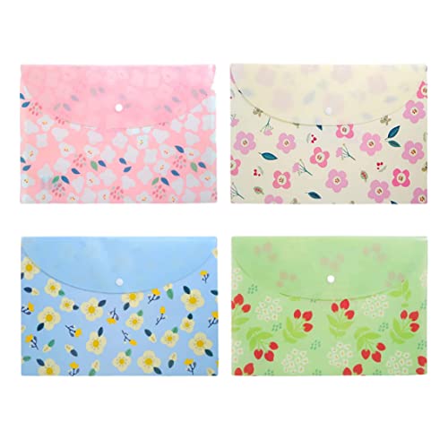 Kunststoffumschläge Blumenfüllungsdokument Ordner A4 Dateiumschläge mit Snap Closeur 4PCs von Xoeryoy