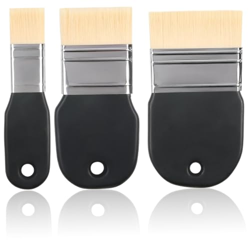 Paint-Pinselset, 3pcs 1 2 3 Weiche Nylon-Flachfarben Pinsel, wasserresistente Künstlerbürsten, Hängen für Acrylmalerei, Öl, Läcken, Aquarellkontrolle von Xoeryoy