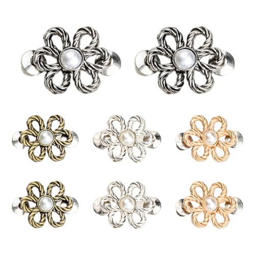 Panta -Taille -Strahlung, 8pcs Blumenperlenaberbiss für lose Jeans, einstellbare und abnehmbare Kino -Cincher -Clips, wiederverwendbarer Jeansknopf, Straffheit von Xoeryoy