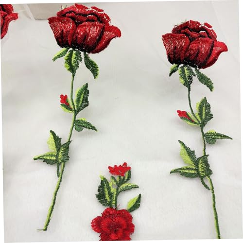 Spitzenstoff, florale Stickerei Tüll Stoff mit Rosenmuster, weiße schiere Gaze für Kleider Hochzeitskleider (51 breit) von Xoeryoy