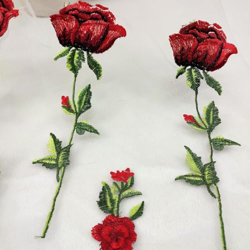 Spitzenstoff, florale Stickerei Tüll Stoff mit Rosenmuster, weiße schiere Gaze für Kleider Hochzeitskleider (51 breit) von Xoeryoy