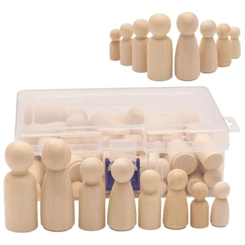 Unvollendete hölzerne Peg Puppen Holzfiguren Dekorative Peg Doll Menschen für Kinder DIY Art Craft 50pcs Unvollendete hölzerne Peg Puppen Holzfiguren Dekorative Peg Doll Menschen für Kinder DIY Art Craft 50pcs von Xoeryoy