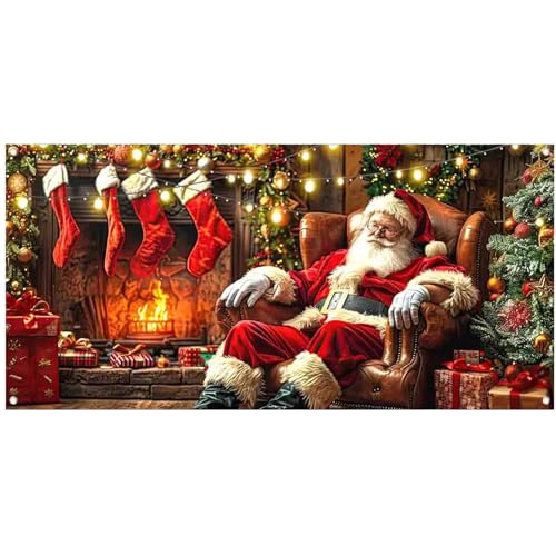 Weihnachts -Garagentür -Banner, Santa Garage Door Cover, Weihnachtsbaumfeiertagsabdeckungen, Weihnachtsdekorationen für Innenräume, Outdoor, Party (8 x 7 Fuß)# von Xoeryoy