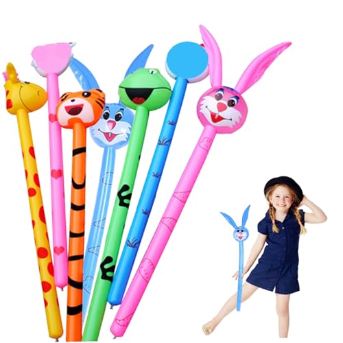 Xoeryoy 10pcs aufblasbare Tierballons PVC Kinder aufblasbare Tiere Stick Lange aufblasbarer Stock lustiger aufblasbarer Geburtstagsfeier Dekor Geschenke (zufällige Farbe und Stil).. von Xoeryoy