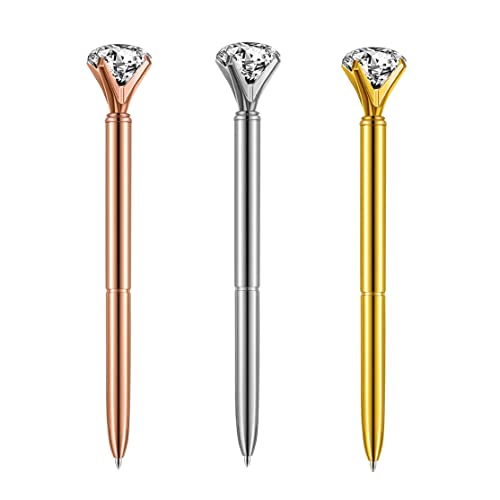 Xoeryoy 3 PCs Künstlicher Kristall Diamant Pen Eleganer Kugelschreiber-Stiftmetallic-Kugelstifte Roségold mit großem Diamant/Kristall, grünem Gold/Silber-Bürovorräten- Xoeryoy 3 PCs Künstlicher Kristall Diamant Pen Eleganer Kugelschreiber-Stiftmetallic-Kugelstifte Roségold mit großem Diamant/Kristall, grünem Gold/Silber-Bürovorräten- von Xoeryoy