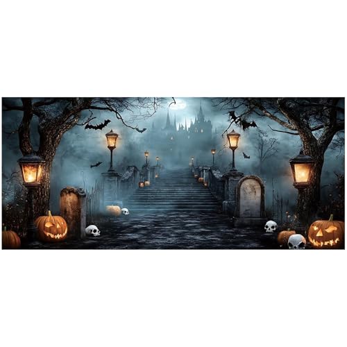 Xoeryoy Halloween Garage Door Banner 13x6ft Gruseliges Schloss Friedhof Halloween Garagentor Abdeckung Verblassende Widerstandsklass Xoeryoy Halloween Garage Door Banner 13x6ft Gruseliges Schloss Friedhof Halloween Garagentor Abdeckung Verblassende Widerstandsklass von Xoeryoy