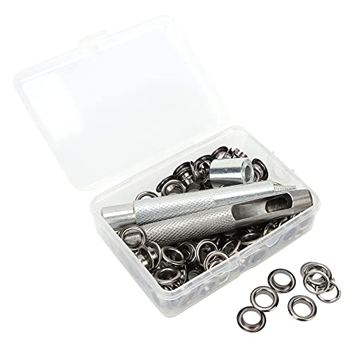 Xolsurg 100 Sets 0,3 -Zoll -Junggesellschaften Lungenstörungen Punch Tool Messing Craft für Kleidung Canvas (Gunmetal Grey) von Xolsurg