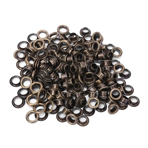 Xolsurg 100pcs 6 mm Messing Doppelte Eöselett Hollow Niet -Kleidungsbeutel Gürtel Schuh Gold Silber Bronze Pistole Farbe Grommet Sets Accessoires (Alte Bronze) von Xolsurg