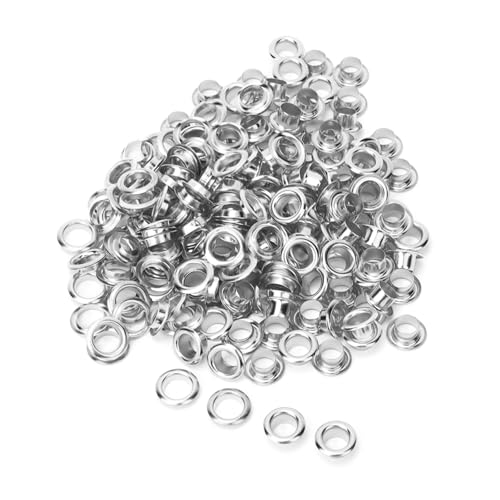 Xolsurg 100pcs 6 mm Messing Doppelte Eöselett Hollow Niet -Kleidungsbeutel Gürtel Schuh Gold Silber Bronze Pistole Farbe Grommet Sets Accessoires (Silber) von Xolsurg