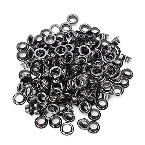 Xolsurg 100pcs 6 mm Messing Doppelte Eöselett Hollow Niet -Kleidungsbeutel Gürtel Schuh Gold Silber Bronze Pistole Farbe Grommet Sets Accessoires (Silberschwarz) von Xolsurg