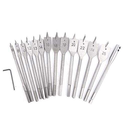 Xolsurg 15 Stück Kohlenstoffs tahl Fisch Spaten Holz Bohrer Set 6-25mm Holz Bohr werkzeuge von Xolsurg