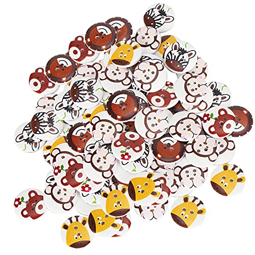 Xolsurg 20 mm Holzknöpfe, Cartoon-Tier, 2 Löcher, Nähknopf, Kinderkleidungszubehör für Heimwerker, Basteln, Heimdekoration, 100 Stück Xolsurg 20 mm Holzknöpfe, Cartoon-Tier, 2 Löcher, Nähknopf, Kinderkleidungszubehör für Heimwerker, Basteln, Heimdekoration, 100 Stück von Xolsurg