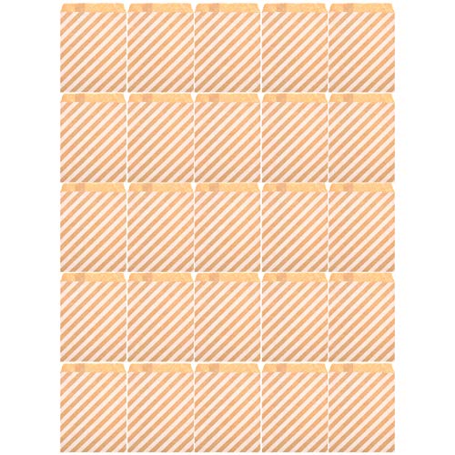 Xolsurg 25pcs Food Bag Faltbare Kraftpapierbeutel Beutel Verpackung Süßigkeiten Nüsse Kekse Snacks Braune Papiertüte für Souvenirs Partys (Schrägstreifen) von Xolsurg