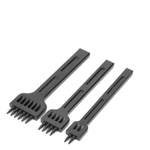 Xolsurg 3-teiliges Stahl-Lederhandwerk-Handlocher-Werkzeug, 4 mm, DIY-Nähzinken-Meißel-Set von Xolsurg