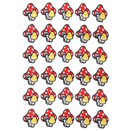 Xolsurg 30pcs Pilzeisen auf Patch einzigartige DIY gestickte Pilzaufkleber auf Flecken für Kleidungskleid Hut -Pflanzendekoration Nähen von Xolsurg