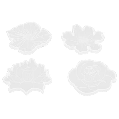 Xolsurg 4pcs Coaster Form 4 verschiedene Stile Blumendesign Silikon zum Herstellen von Dekorationen Xolsurg 4pcs Coaster Form 4 verschiedene Stile Blumendesign Silikon zum Herstellen von Dekorationen von Xolsurg