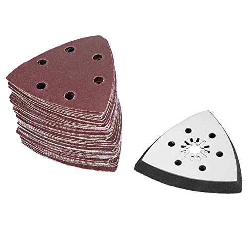 Xolsurg 61pcs 90 mm 6 Löcher Dreieck Schleifenscheibenkissen Sandpapier oszillierende polnische Multi -Werkzeuge zum Mahlen von polierender weicher Metallholzhändler Glasstein von Xolsurg