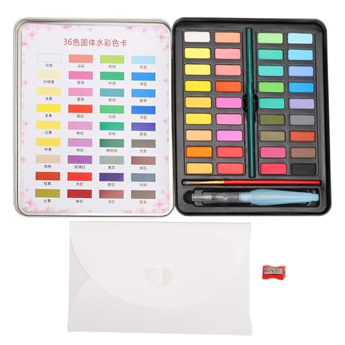Xolsurg Aquarellfarbe Set 36 Farbe Wasser löslich feste Gouache Pigmentkunstmalerei Werkzeuge von Xolsurg