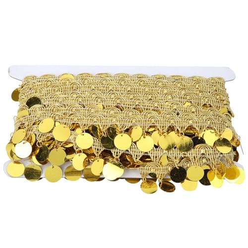 Xolsurg Belly Dance Quasten Belt Round Hip Schal Nationales Kleidungsstückzubehör Accessoires 10 Meter Golden Silber für Tanzpraxis Performance (Gold) von Xolsurg
