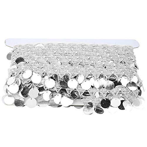 Xolsurg Belly Dance Quasten Belt Round Hip Schal Nationales Kleidungsstückzubehör Accessoires 10 Meter Golden Silber für Tanzpraxis Performance (Silber) von Xolsurg