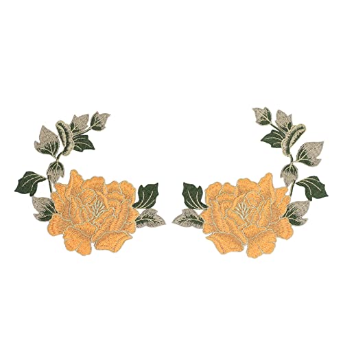 Xolsurg Blumen-Stickerei-Aufnäher, schönes Blumenmuster, zum Aufbügeln, für DIY-Kleidung, 2 Stück (Gelb) von Xolsurg