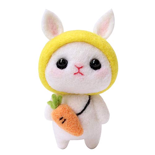 Xolsurg DIY Felting Woll Kaninchenpuppe handgefertigte Handwerksmaterial -Paket -Werkzeuge für Kinder Erwachsene (Kleine Kaninchen Karotte Norden) von Xolsurg