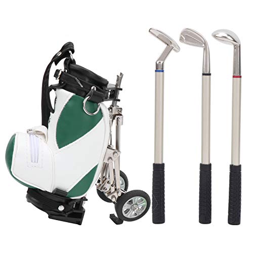 Xolsurg Desktop Golf Pen Set 3 Kugelschreiber und Mini -Tasche Zinklegierung Golf Stift Holding Bag Office Decor Organizer Geschenk (Grün weiß) von Xolsurg