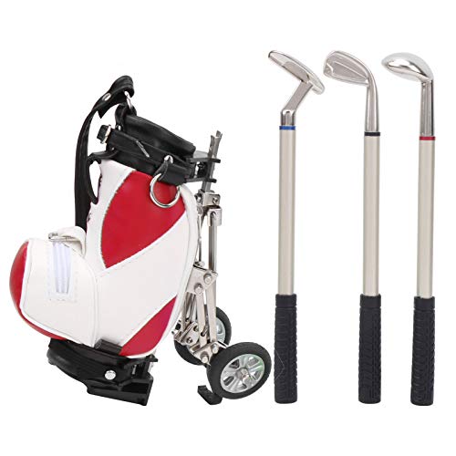 Xolsurg Desktop Golf Pen Set 3 Kugelschreiber und Mini -Tasche Zinklegierung Golf Stift Holding Bag Office Decor Organizer Geschenk (Weiß und rot) von Xolsurg