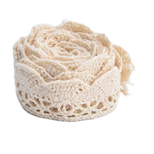 Xolsurg Elegantes Baumwollnetz Spitzenband 20 Yards 2 cm Breite Stoff Trimm Geschenkpaket Vorhänge Kleidung (Beige) von Xolsurg