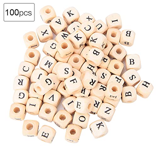 Xolsurg Holz Alphabet Buchstaben Perlen Schmuck Erscheinungen kreative DIY -Handwerk 100pcs Farbe ideal für Halsketten Armbänder Ohrringe Ohrringe von Xolsurg