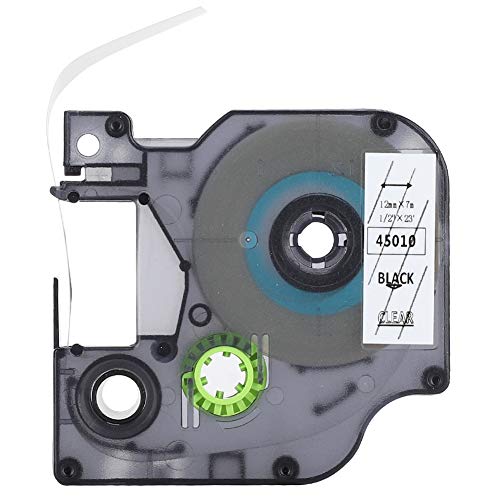Xolsurg Label Tape Ribbon für für D1 -Druckpapier (12 mm schwarz auf transparentem Hintergrund 45010) von Xolsurg