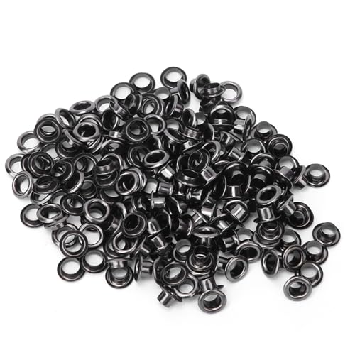 Xolsurg MESSING EYELET KIT 4MM DOPPELTER SEITE METAL GROMMET SET BAG ACCESSORY LIEFERT (Silberschwarz) von Xolsurg