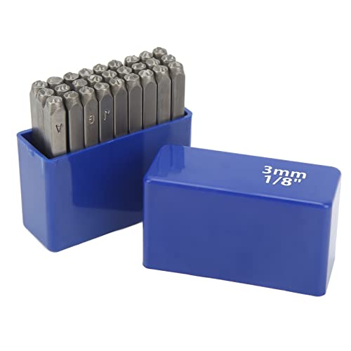 Xolsurg Metallmarkenstempel hoher Kohlenstoffstahl 27 Stcs Metall Buchstaben Punch Stempel Set Schmuckleder mit Aufbewahrungsbox (3 mm Buchstaben) von Xolsurg