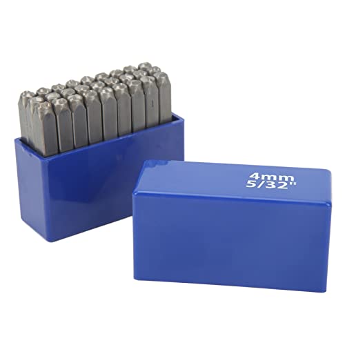 Xolsurg Metallmarkenstempel hoher Kohlenstoffstahl 27 Stcs Metall Buchstaben Punch Stempel Set Schmuckleder mit Aufbewahrungsbox (4mm Buchstaben) von Xolsurg