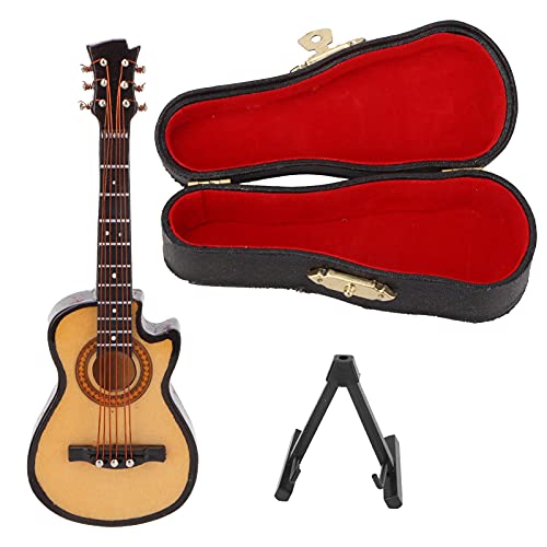 Xolsurg Miniature E -Gitarrenmodell exquisites Musikinstrument Ornament für Schreibtisch Büro Basswood Metal Mini Gitarrenständer Box (10 cm fehlende Gitarre) von Xolsurg