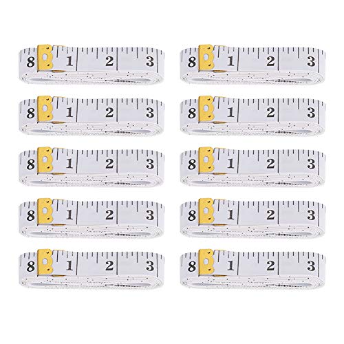 Xolsurg Schneiderband Flexibler Lineal für Körpermessung Gewichtsverlust Nähen gelbe weiße 10pcs (2,0 cm*300 cm weiß) von Xolsurg