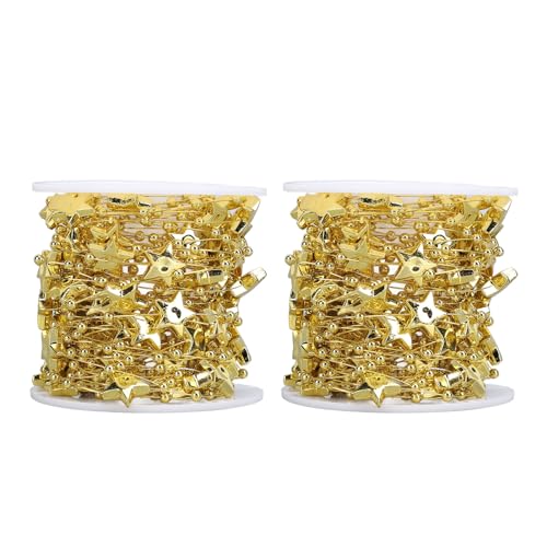 Xolsurg Star Perle String Garland Elegant Dekoration für Hochzeits Weihnachtshemme -Dekor für verschiedene Situationen geeignet (Golden) von Xolsurg