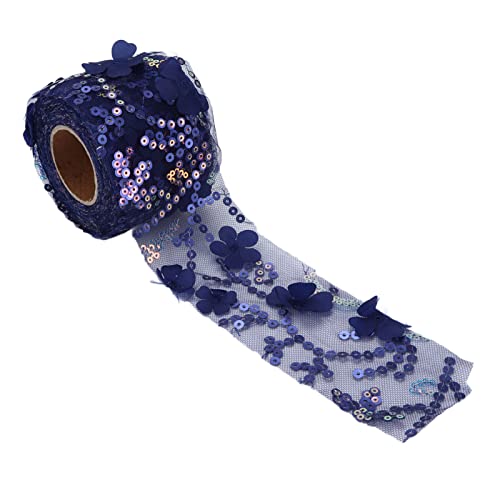 Xolsurg Tüllstoff, zum Selbermachen, Basteln, Abrieb, kleiner Blitz, tragbar, Polyester, Pailletten-Tüllrolle, 6 cm (Dunkelblau) von Xolsurg
