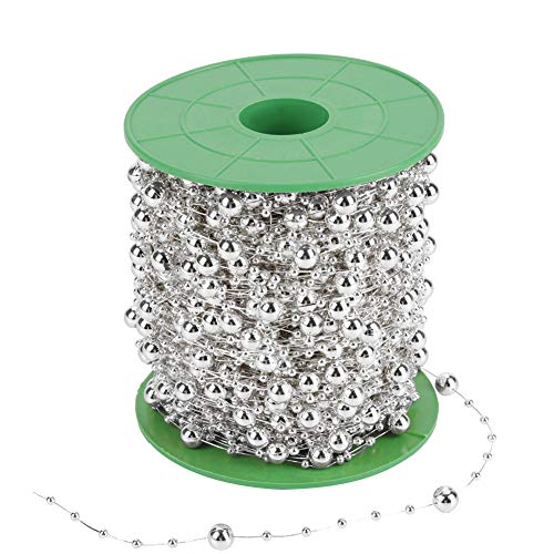Xolsurg elektroplierend Perldrahtperlen Girlandschnur DIY Hochzeitsdekoration 60m Roll 3mm 8mm (Silber) von Xolsurg