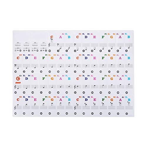 Xolsurg transparent abnehmbarer Klavierschlüssel -Tafelaufkleber für 61/88 Key Electronic Pianos (Farbe) von Xolsurg
