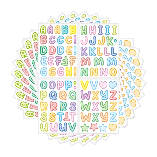 Buchstaben Aufkleber, 10 Blatt Farbige Selbstklebende Buchstaben, Aesthetic Sticker, Vinyl Wasserdicht Aufkleber, Scrapbook Stickers, Groß Buchstaben Sticker für DIY Kunsthandwerk Dekoration von XongSyue