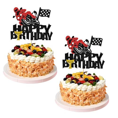 Motorrad Tortendeko, 2 Stück Kinder Happy Birthday Tortendeko, Glitzernd Geburtstag Deko, Sport Thema Kuchen Deko, Cartoon Tortendeko Geburtstag, Motorrad Party Deko für Jungen Männer Babyparty Deko Motorrad Tortendeko, 2 Stück Kinder Happy Birthday Tortendeko, Glitzernd Geburtstag Deko, Sport Thema Kuchen Deko, Cartoon Tortendeko Geburtstag, Motorrad Party Deko für Jungen Männer Babyparty Deko von XongSyue