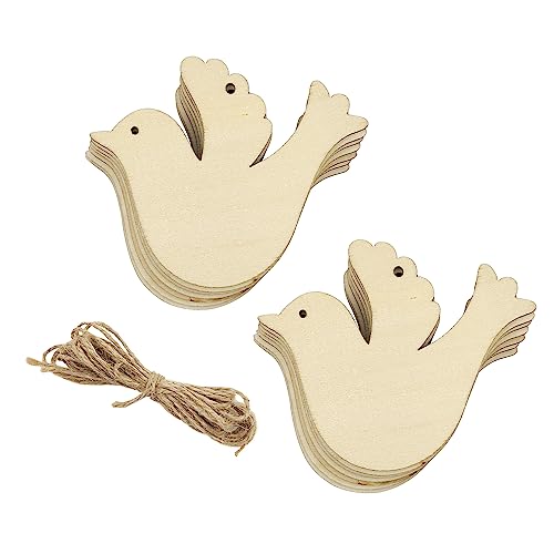 32 Stück Holz Friedenstaube Vogelausschnitte unlackierte Holz Friedenstaube Vogel hängende Ornamente DIY Friedenstaube Vogel Handwerk Geschenkanhänger für Zuhause Party Dekoration Bastelprojekt von Xonzmmk