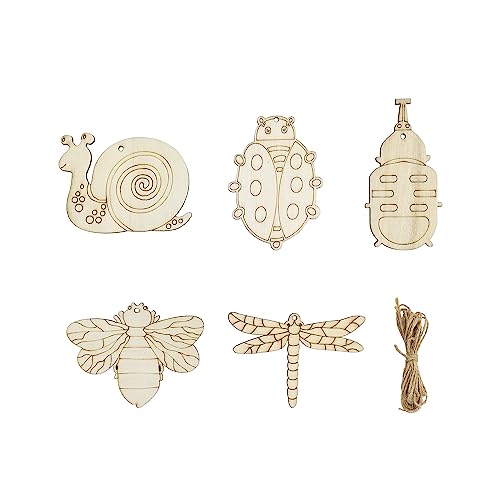 35 Stück Holz-Insekten- und Tierausschnitte – Holzmalerei, hängende Ornamente, DIY-Geschenkanhänger für Zuhause, Party-Dekoration von Xonzmmk