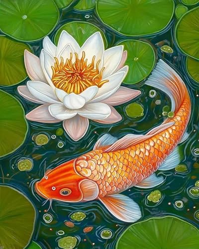 Xpdnmilq Kreuzstich Set zum Selbermachen vorgedrucktes 11CT Stickset handgefertigtes Kunsthandwerk für Anfänger Heimdekor-Set für Erwachsene – Blumen-Koi – 40x50cm Xpdnmilq Kreuzstich Set zum Selbermachen vorgedrucktes 11CT Stickset handgefertigtes Kunsthandwerk für Anfänger Heimdekor-Set für Erwachsene – Blumen-Koi – 40x50cm von Xpdnmilq