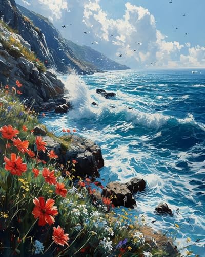 Xpdnmilq Kreuzstich Set zum Selbermachen vorgedrucktes 11CT Stickset handgefertigtes Kunsthandwerk für Anfänger Heimdekor-Set für Erwachsene – Blumenwelle – 40x50cm Xpdnmilq Kreuzstich Set zum Selbermachen vorgedrucktes 11CT Stickset handgefertigtes Kunsthandwerk für Anfänger Heimdekor-Set für Erwachsene – Blumenwelle – 40x50cm von Xpdnmilq