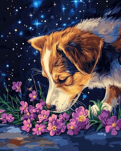 Xpdnmilq Kreuzstich Set zum Selbermachen vorgedrucktes 11CT Stickset handgefertigtes Kunsthandwerk für Anfänger Heimdekor-Set für Erwachsene – Blumenwelpe – 40x50cm Xpdnmilq Kreuzstich Set zum Selbermachen vorgedrucktes 11CT Stickset handgefertigtes Kunsthandwerk für Anfänger Heimdekor-Set für Erwachsene – Blumenwelpe – 40x50cm von Xpdnmilq